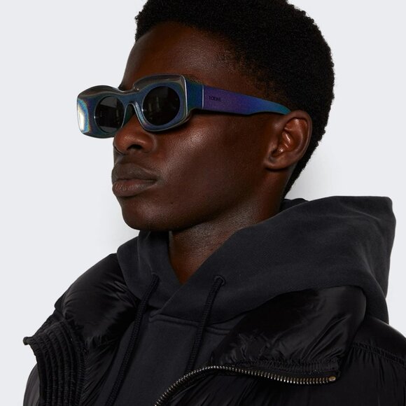 Loewe Paula's Ibiza Men Sunglasses Metallic Silver Mirror Rectangle LW40033I 05X - Picture 15 of 15